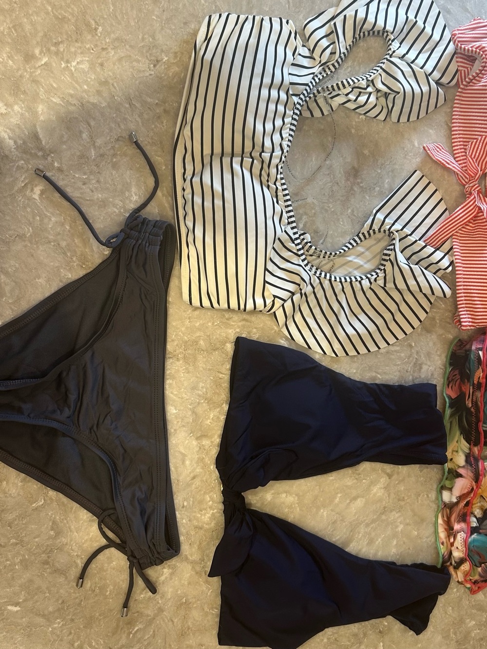 Lot of Bikini Tops and 1 Charcoal Bikini Bottom